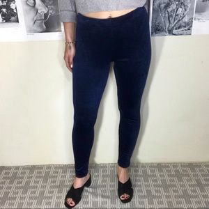 Dark Blue Velvet Leggings